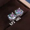 Crystal Earrings Green Cubic Zircon Diamond Stud Earrings for Women Valentine's Gift Fashion Jewelry Will and Sandy