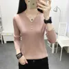 Sexy V Neck Guziki Solidne swetry Pullover Kobiety Jesień Zima Casual Długim Rękawem Dzianiny Topy Damskie Bodycon Jumper Duży rozmiar 210922