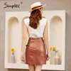 Casual lace up A-line women short Fashion package Hip high Waist female pu leather Office lady mini skirt 210414