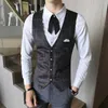 Plaid Suit Dress Vest For Men Casual Slim Fit Waistcoat Mens Formal Business Wedding Tuxedo Gilet Homme Chalecos Para Hombre 210527