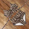 Bademode Frauen Hohe Taille Badeanzug Push Up Bikini Frau Sexy Leopard Kreuz Bandage Badeanzug Halter Top Set 210702