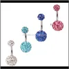 & Bell Rings Body Drop Delivery 2021 Crystal Double Disco Ball Ferido Bar Navel Button Shamballa Belly Ring Piercing Jewelry 10Mm 30Pcs 10 Co