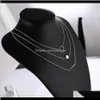 Naszyjniki wisiorki biżuteria Dostawa 2021 Trzy warstwy wisiorek z paskiem dysk Sier lub złoto splatane łańcuchem choker metalowym dla kobiet NE