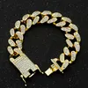 20mm Prong Cuban Link Chains Choker Necklace Bracelet Fashion Hiphop Jewelry Full Crystal Rhinestones Iced Out Necklaces For Men
