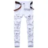 2021 Haute qualité Marque Hip Hop Main Denim Hommes Mode Trou Rouge Zipper Pantalon Designer Jeans Slim Casual Coupe Droite Men's304F