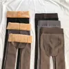 Women Warm Leggings Winter Plus Velvet High Waist Slim Pants Sexy Mesh Through The Meat Caijiao 210601