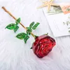 HD Kristall rote Rose Blumenfiguren Handwerk Geburtstag Valentinstag Gefälligkeiten Weihnachtsgeschenke Hochzeit Zuhause Tischdekoration Ornament 211108