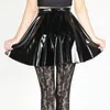 Skirts Fashion Punk Mini Leather Skirt Dance Rave Outfit Wet Look PU High Waist Flared Pleated A-line Skater Party