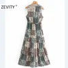 Frauen Vintage Agaric Spitze V-Ausschnitt Tuch Patchwork Drucken Casual Slim Kleid Weibliche Ärmel Vestido Chic Kleider DS4503 210420