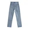 春のハイウエストジーンズ女性のブルーシックな鉛筆ズボン裾分割緩いレトロリラックスストリートストレートの重なりのズボン210922