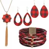 Wholesale Christmas ornaments European American leather snowman necklace Santa Claus earrings bracelet set