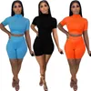 Mulheres Tracksuits Summer Outfits Jogger Terns de Manga Curta Dois Peça Set pulôver t - shirts Crop top + calça calça casual preto sportswear sweatsuits 4738