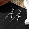 Cross Pendant Earring For Women Men Stainless Steel Dangle Earrings Jewelry Hip-Hop Chain Earrings