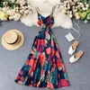 Neploe Big Swing Beach Dress Sexy Backless Fashion Summer Women Stampa floreale Spalla senza spalline Canotta Abiti 82077 210423