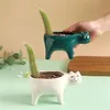 Kat keramische vaas dier schattige twee kleur cartoon bruiloft banket decoratie eenvoudige huishoudelijke succulente plant planting fles 211215