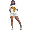 Women's Printed Two-piece African Map Round-neck Short-sleeved T-shirt And Shorts Set -- The Summer Fashion Tracksuit 2021 Tracksuits