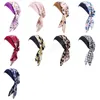 Pre-Tie Drukowane Muzułmańskie Turban Headscarf Elastyczne Czapki Kobiet Stretch Bandana Islamska Hidżab Rak Hair Loss Cover Headwear