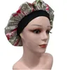 Donne di fascino Double-Deck a doppia deck satinato con tappi doccia a tesa larga Cappello da letto notturno Dormire Bonnet Unisex Cap Stretch Wide Brim Tinted Nightcap Accessori da bagno Accessori da bagno