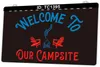 TC1395 Benvenuti nel nostro campeggio Insegna luminosa con incisione 3D a due colori