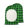 48*64cm Christmas Gift Bags Sublimation Blanks Santa Sack Plaid Pattern Candy Storage Bag with Drawstring JJD10764