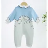 Baby pojke stickade rompers spädbarn broderi jumpsuit toddler höst vinter födda overaller barn boutique kläder 210615