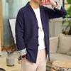 Herrjackor Herrens kinesiska stiljacka skivknapp tang kostym Retro bomullslinne V-ringning Laymankläder