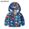 Saleroad dinosaur mode barn jacka med dragkedja pojke hoodie barn höst regnrock 2-7 år baby 211204