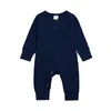 Unisex nyfödda babykläder solid färg baby rompers bomull stickad lång ärm för barn jumpsuit spädbarn kläder 3-18m