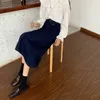 Nomikuma automne femmes jean jupe nouveau coréen taille haute Demin jupes casual fendu a-ligne Faldas Mujer Moda 6C494 210427