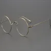 ファッションサングラスフレームラウンドフレームウルトラライトピュアチタンアイウェアヴィンテージメン日本語手作り近視眼鏡処方光学