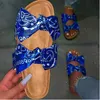 Bandana Slides para Mulheres 2020 Chinelos Laço de Vaca Sandálias Tie Dye Arco-Íris Verão Graffiti Calçado Flast Atacado Dropship X0523