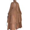 Etniska kläder muslimska klänning kvinnor hijab abaya caftan marocain long mantel islamiska kläder tre-skikt chiffon vestido kaftan kalkon islam dre