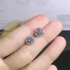 Boucles d'oreilles en diamant taille ronde, argent 925 plaqué rhodium, couleur D, Moissanit blanc, bijoux d'anniversaire pour femmes