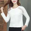 Plus Size Kobiety Hollow Long-Sleeved Koszulki Słodka Bawełniana Koszulka Jesień Moda Preppy Style Kobiet Dolny Tshirt 7196 50 210417