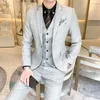 Men's Tracksuits 2021 Mens Business Suits Formal Tuxedo Social Casacas Hombre Azul Terno Preto Slim Fit Gray Retro Plaid