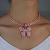 Brillant mignon papillon pendentif collier Hip Hop strass cubain lien chaîne papillon collier ras du cou pour femmes bijoux cadeau 2020 X0509