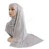 Brilhante Perfuração quente Muçulmana Muçulmana Lenço Pray Hijabs Mulheres Soft Planície Malásia Envoltório Turban Shawls Headwear 165cm * 52cm