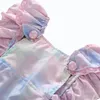 ملون أكمام الوليد الطفل الفتيات الأزهار توتو رومبير bowknot backcross بذلة sunsuit ملابس ملابس مجموعة 210315