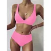 2021 Sexy Solid Swimwear Kobiety Bikini Micro Push Up Bikini Set High Waist Swimsuit Beachwear Brazylijski kostium kąpielowy garnitur kąpielowy Y0820