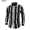 45kg120kg printemps automne nouvelle mode chemise décontractée pour hommes noir à manches longues rayé coupe régulière bouton chemises sociales 6XL 7XL 210412