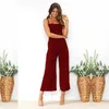 Kvinnors Jumpsuits Rompers Elegant Spaghetti Strap Kvinnor Jumpsuit Sommar breda Långa Byxor Casual Loose Stropless Sexy Playsuits Kvinna Green