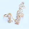 Alianças de casamento Double Finger Double Ring Thumb Link Joint Cristal Rhinestone