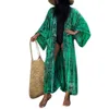 Costume da bagno da donna F62E Copricostume da donna con cardigan a righe tie-dye, protezione solare, cintura, abito da spiaggia