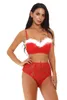 Womens Sexy Set V-neck Low Chest Comfortable Breathable Bra Christmas Fun Lace Underpants