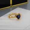 Hart blauw zirkoon dames ring esthetische paar ringen gouden sliver kleur bruiloft verloving vrouwelijke vinger sieraden tasje femme