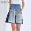 Patchwork Tassel Hit Color Wide Leg Short For Women High Waist Casual Shorts Female Summer Fashion Style 210521