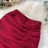 HangCode Ins Sexy Split Shirring Wrap Skirts Women Elastic High Waist Brief Bodycon Knee-length Skirts Casual Ladies Skirts X0428
