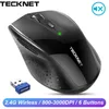 Tecknet 자동 마우스 2.4Ghz 무선 마우스 USB 인체 공학적 광학 컴퓨터 마우스 3000 DPI 무선 노스 노트북 PC 용 마우스 LJ200930