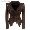 leather jacket women double zipper