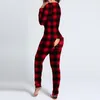 Kobiety kombinezon seksowne onesie One Piece Adults Sleepar z BUFLAP Plus Rompers Rompers Plaid V-duth Pijama kombinezon Wome2263